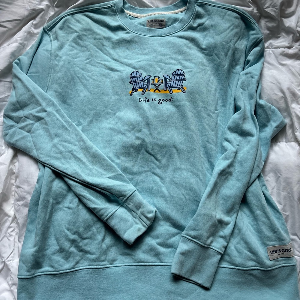 Life Is Good Light Blue Graphic Sweatshirt